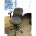 Grey Adjustable Rolling Drafting Stool w Padded Arms Grey Adjustable Rolling Drafting Stool w Padded Arms